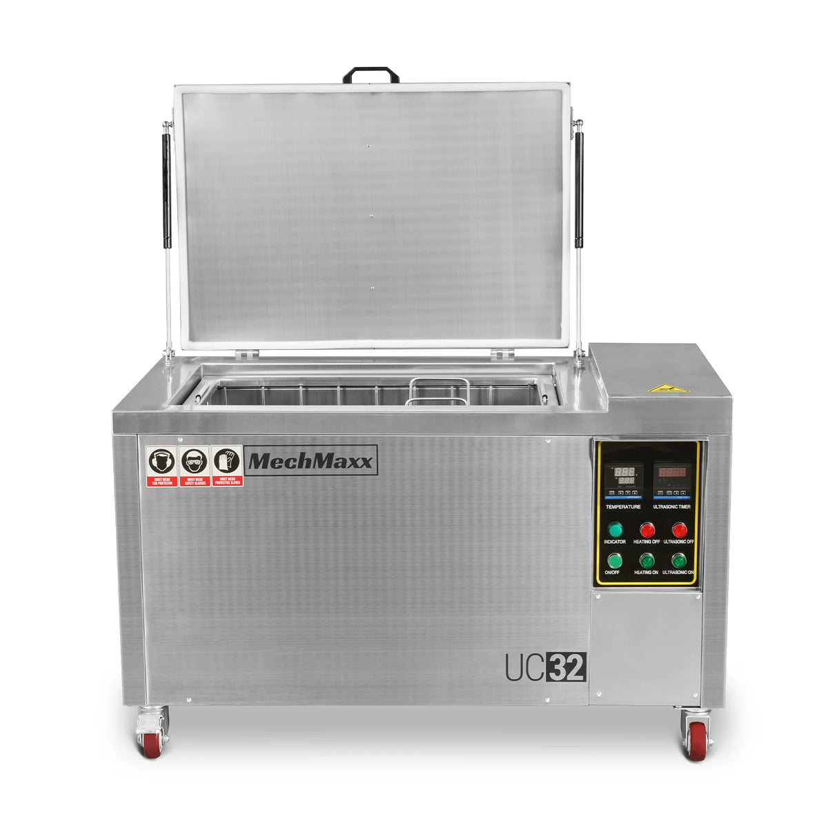 MechMaxx 32 Gal / 120L Heavy Duty Industrial Ultrasonic Parts Washer, 28kHz 20 Transducers , SS304 Tank, 6.6kW Heater, 208–240V 3 Phase Power