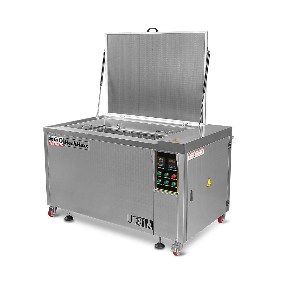 MechMaxx 81 Gal / 308L Heavy Duty Industrial Ultrasonic Parts Washer, 28kHz 40 Transducers, Oil Skimmer, SS304 Tank, 10kW Heater, 208–240V 3 Phase Power