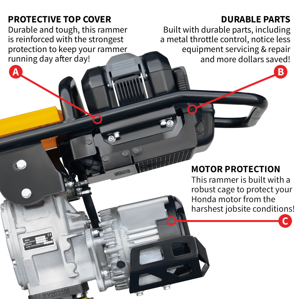 2.4 HP Battery Powered Vibratory Rammer Tamper Compactor with Honda GXE2.0S Motor - view 6