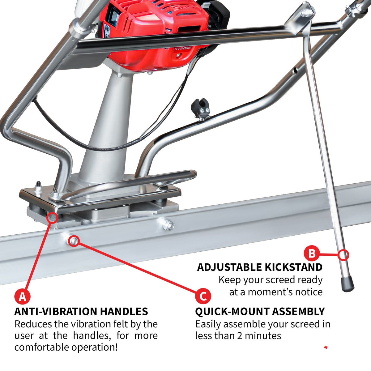 Tomahawk PRO Series Honda Power Screed Single Magnesium Blade Bundle (Choose 4ft, 6ft, 8ft, 10ft, 12ft, 14ft, 16ft) - view 6