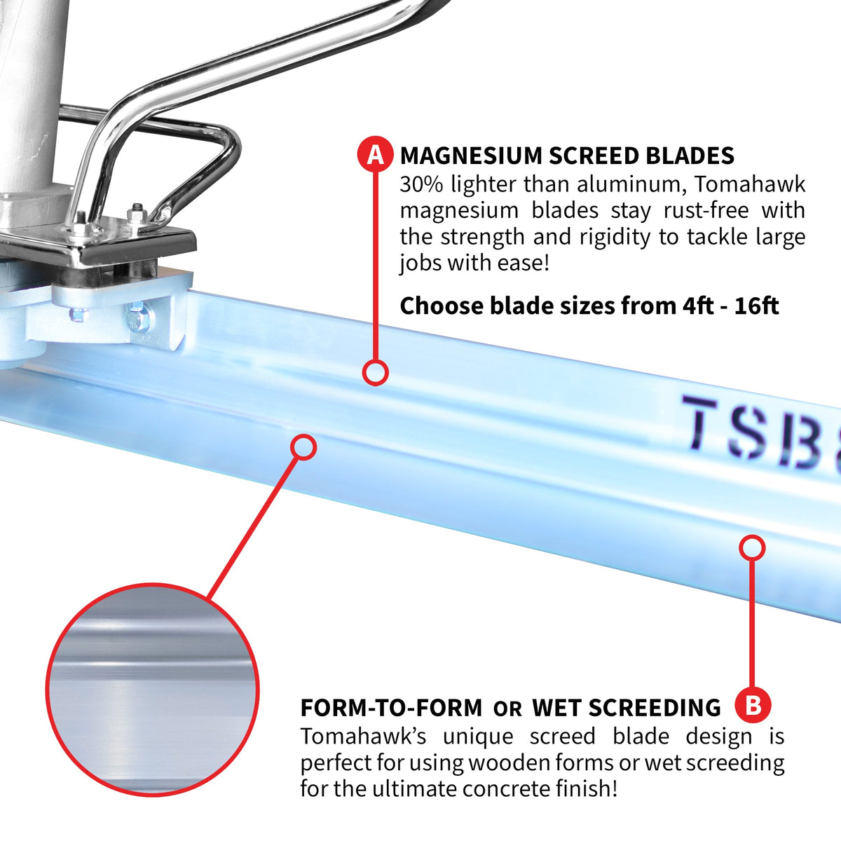 Tomahawk PRO Series Honda Concrete Power Screed Three Magnesium Blade Bundle (Choose 3 Boards) - view 9