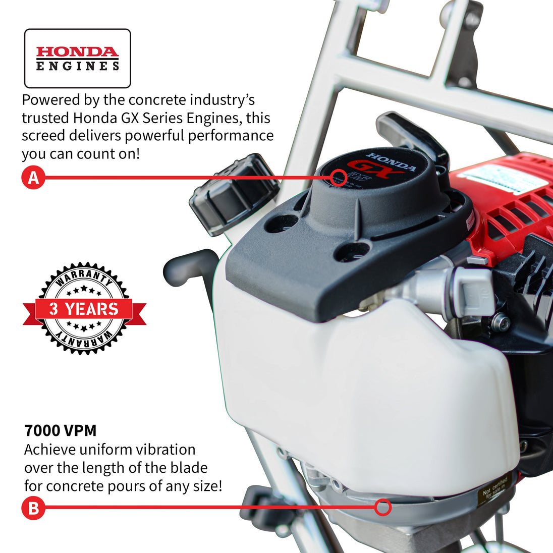 Tomahawk PRO Series Honda Power Screed Single Magnesium Blade Bundle (Choose 4ft, 6ft, 8ft, 10ft, 12ft, 14ft, 16ft) - view 5