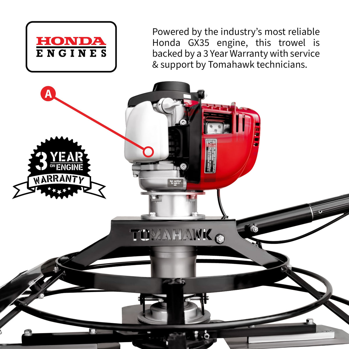 30" Portable Honda Concrete Power Trowel with 18ft Bull Float Handle GX35 - view 6