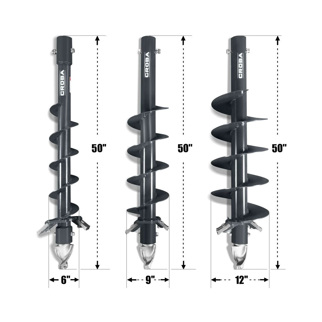 MechMaxx Drive Auger — 6", 9", 12" Bits, Mini Skid Steer Attachment