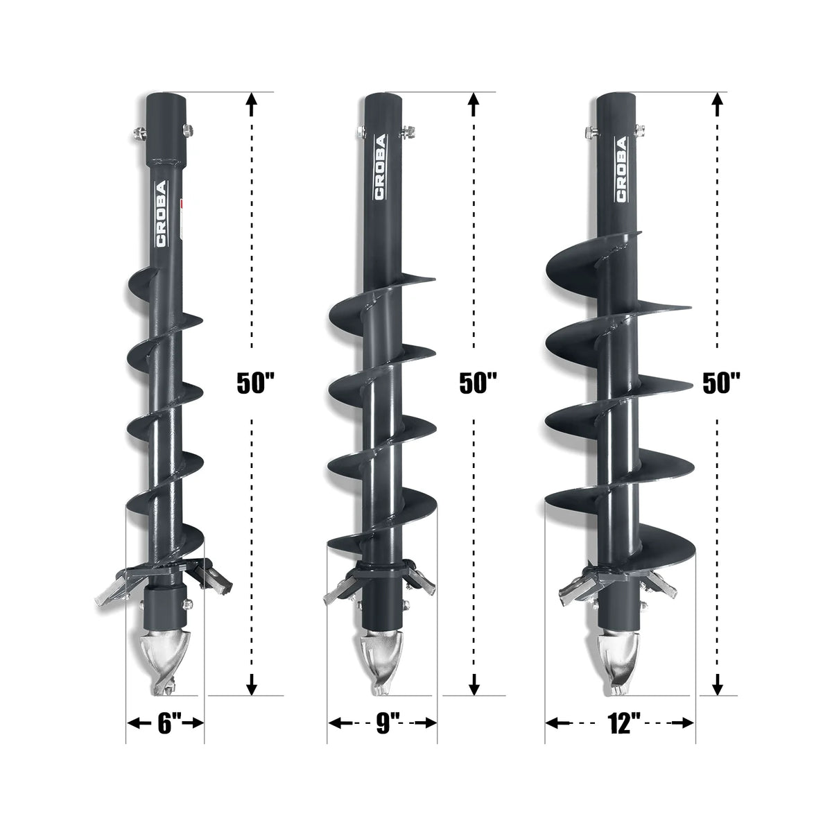 MechMaxx Drive Auger — 6", 9", 12" Bits, Mini Skid Steer Attachment