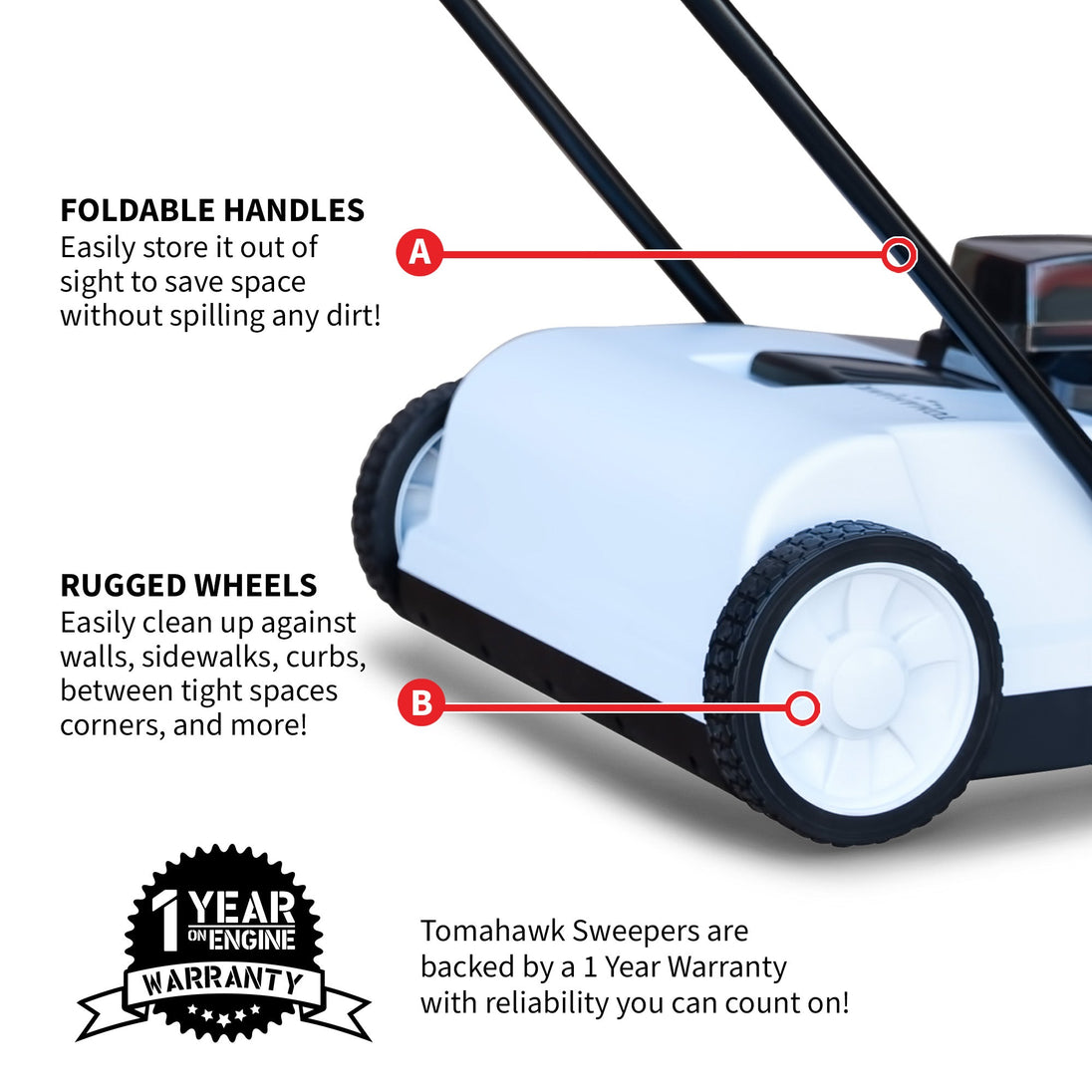 22" Battery Powered Push Sweeper With Double Brush System 18V Lithium-Ion - view 9