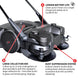 30" Battery Powered Push Sweeper with Triple Power Brooms Electric Drive and Dust Suppression Sprayer - view 9