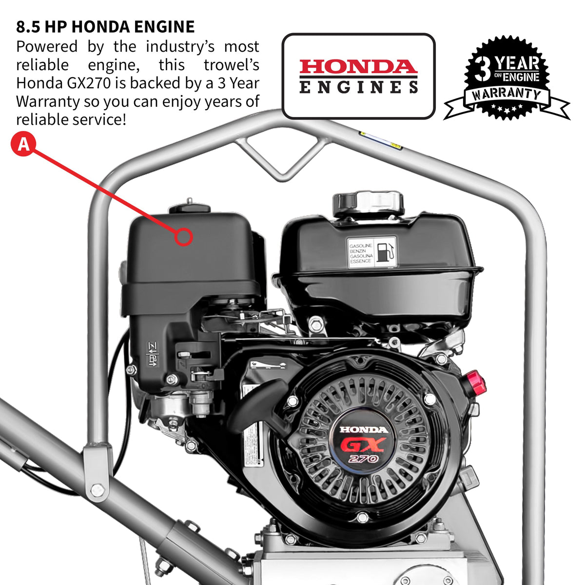 36" Honda Concrete Fast Pitch Power Trowel with 9HP Honda GX270 Finishing Blades Finishing Tool - view 4