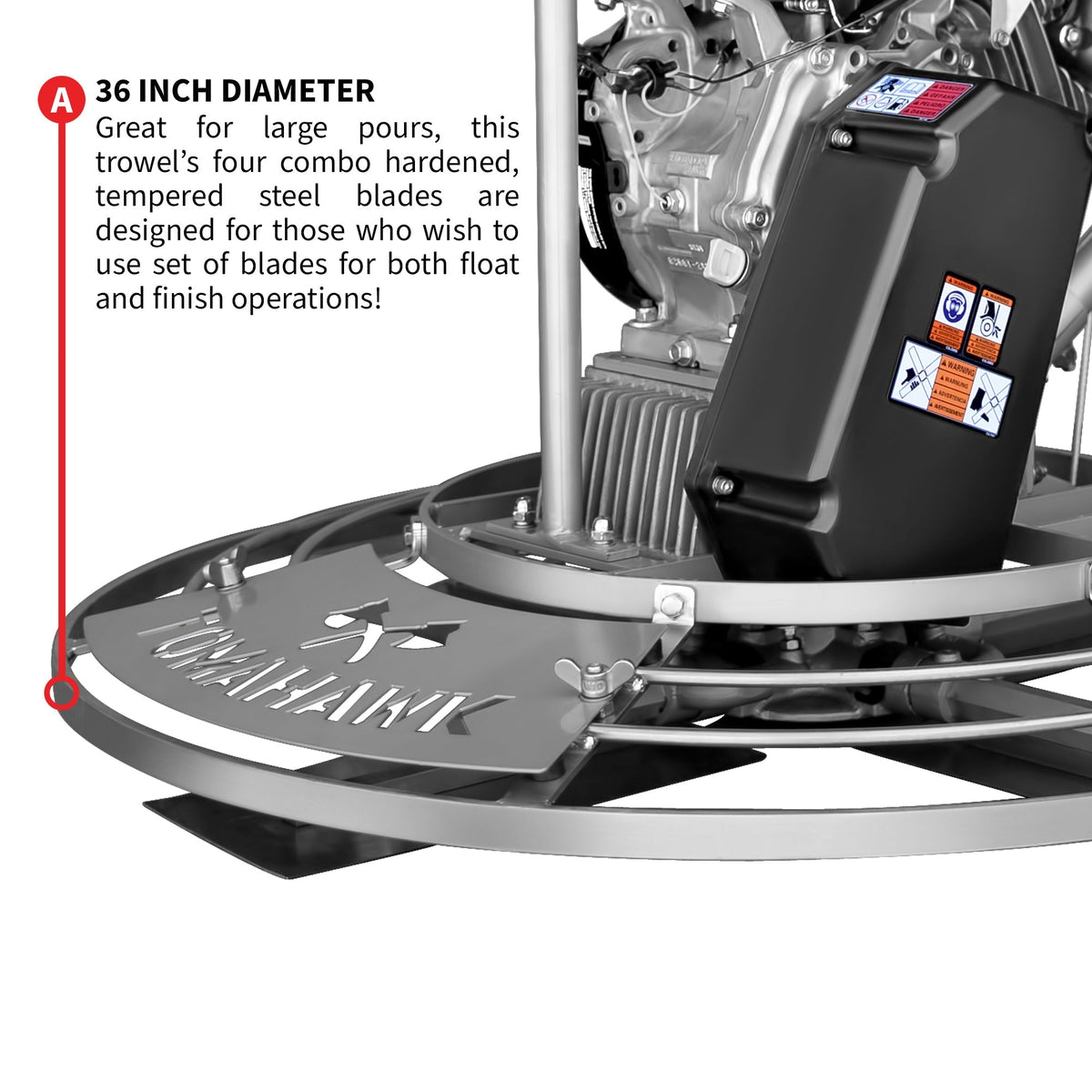 36" Honda Concrete Fast Pitch Power Trowel with 9HP Honda GX270 Finishing Blades Finishing Tool - view 6
