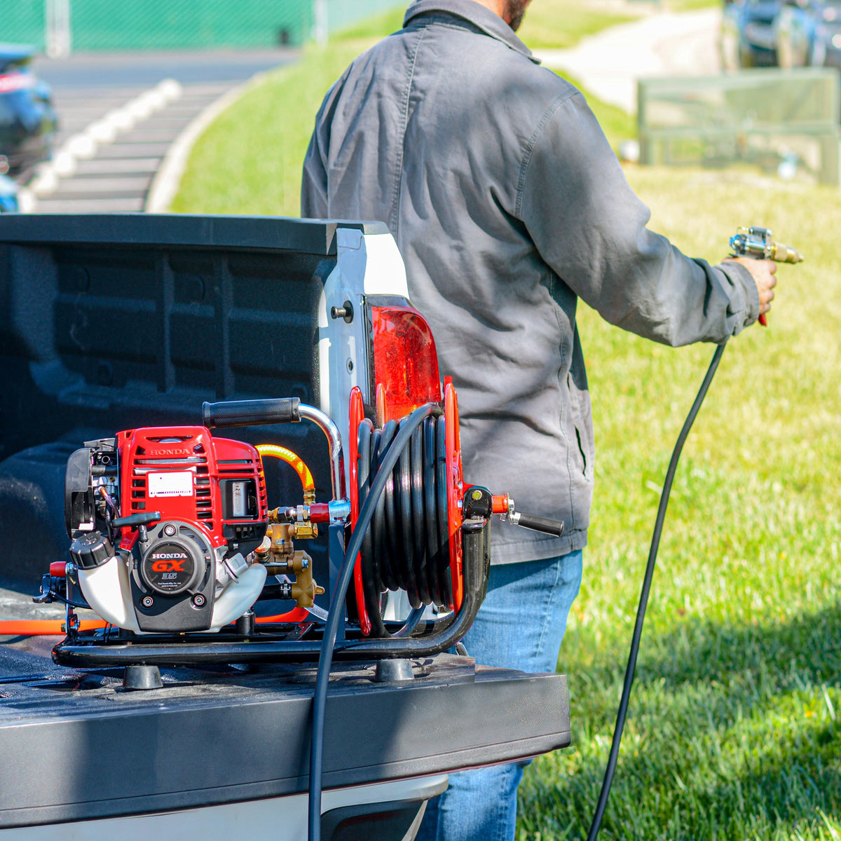 1.6HP Skid Sprayer Barrel Mount Only with Honda GX35 100ft Hose and 500 PSI Pump for Pest Control - view 12