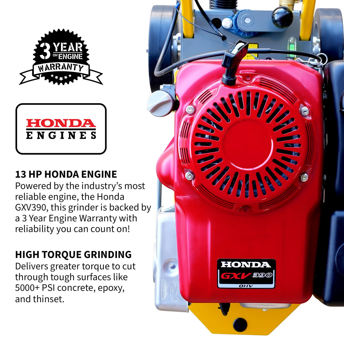 10" Honda Concrete Floor Grinder 10HP GXV390 Motor for Smoothing, Floor Prep, Coatings - view 5