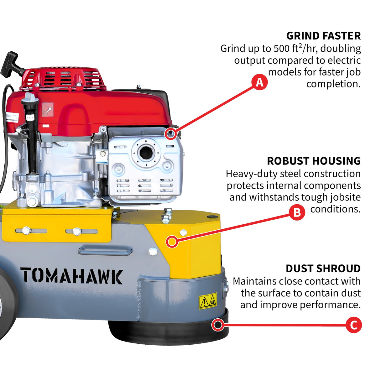 10" Honda Concrete Floor Grinder 10HP GXV390 Motor for Smoothing, Floor Prep, Coatings - view 8