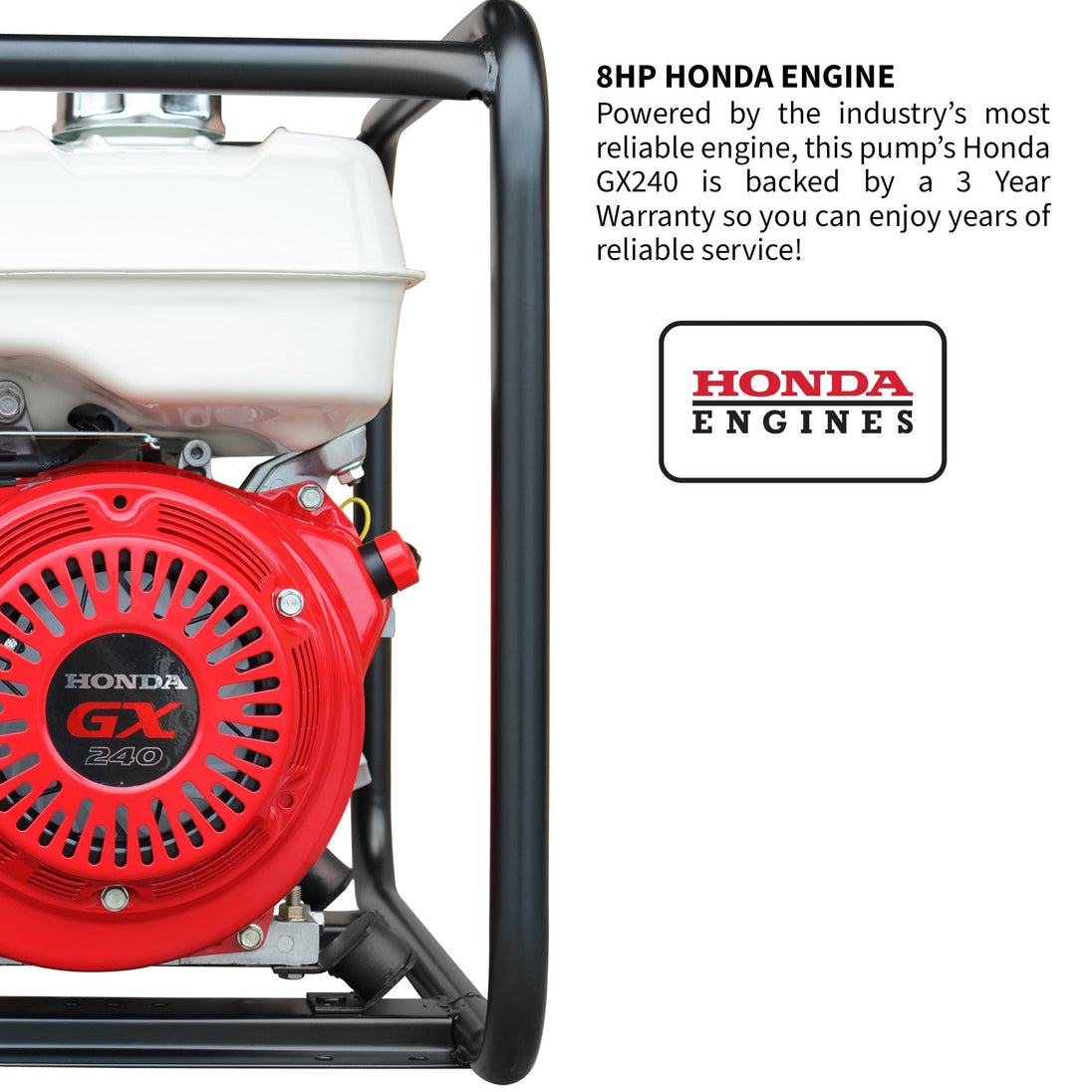 3 Inch Trash Water Pump 375 GPM 8 HP GX240 powered by Honda Portable Utility X-Series - view 5