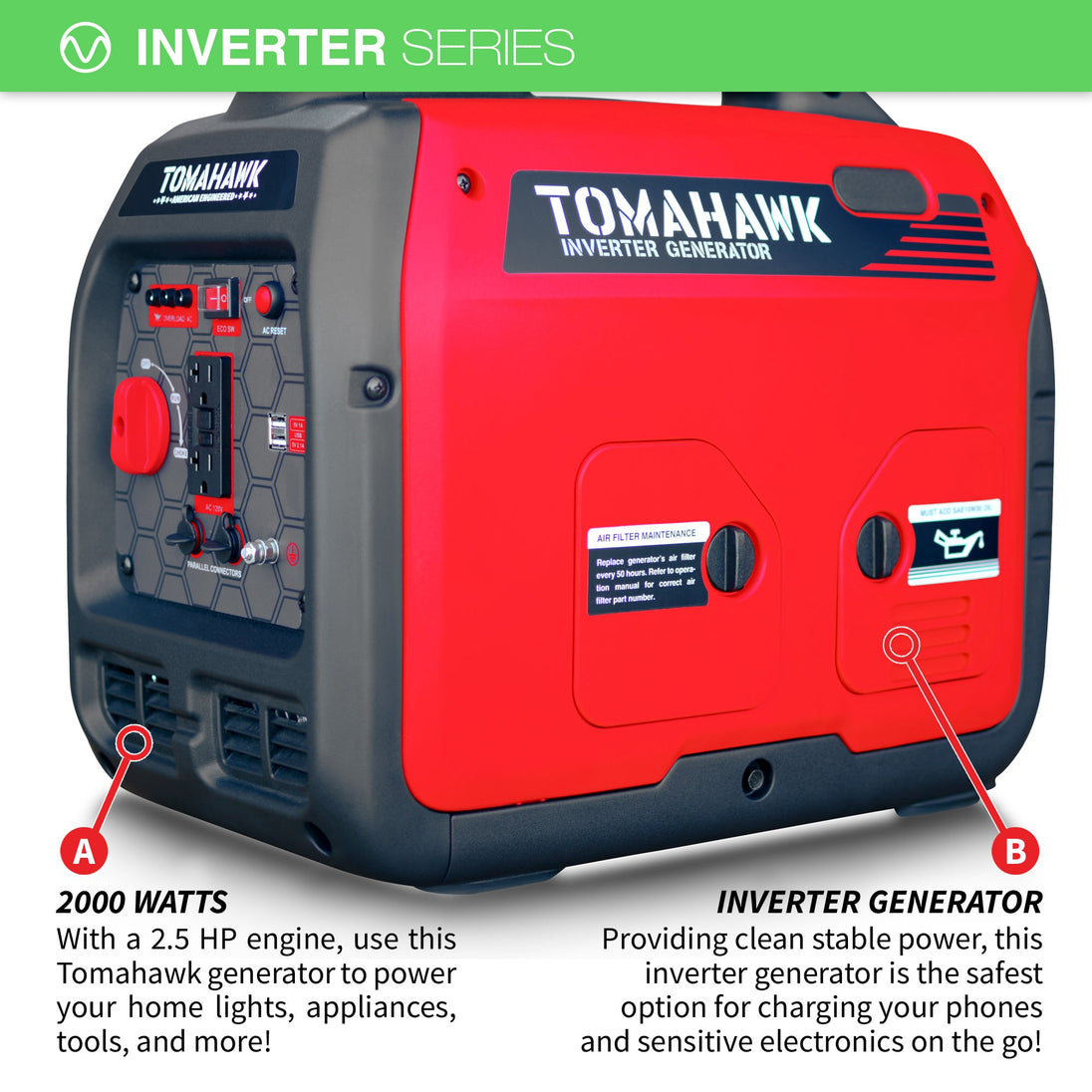 2000 Watt Inverter Generator Super Quiet Portable Gas Power Professional Use - view 7