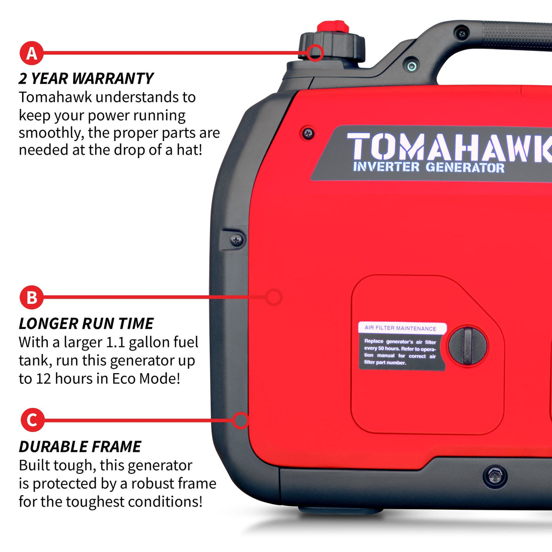2000 Watt Inverter Generator Super Quiet Portable Gas Power Professional Use - view 6