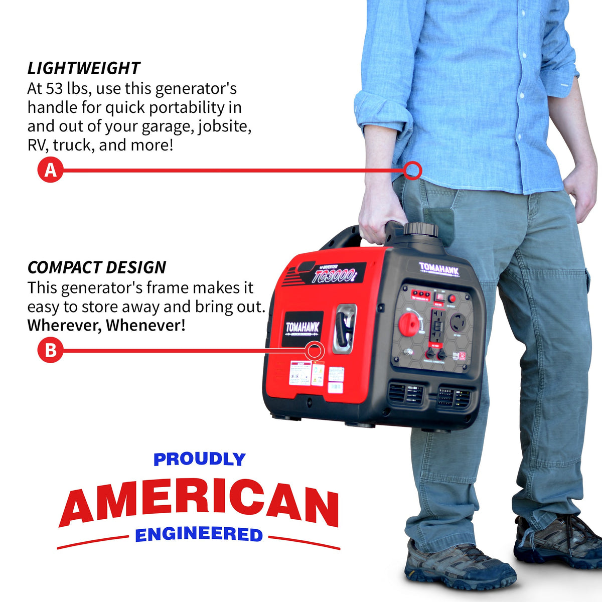 3000 Watt Inverter Generator Super Quiet Portable Gas Power Professional Use - view 9