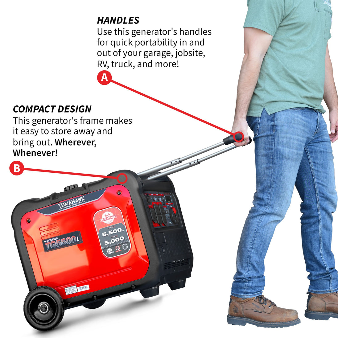 5500 Watt Inverter Generator Super Quiet Portable Gas Power Professional Use - view 6