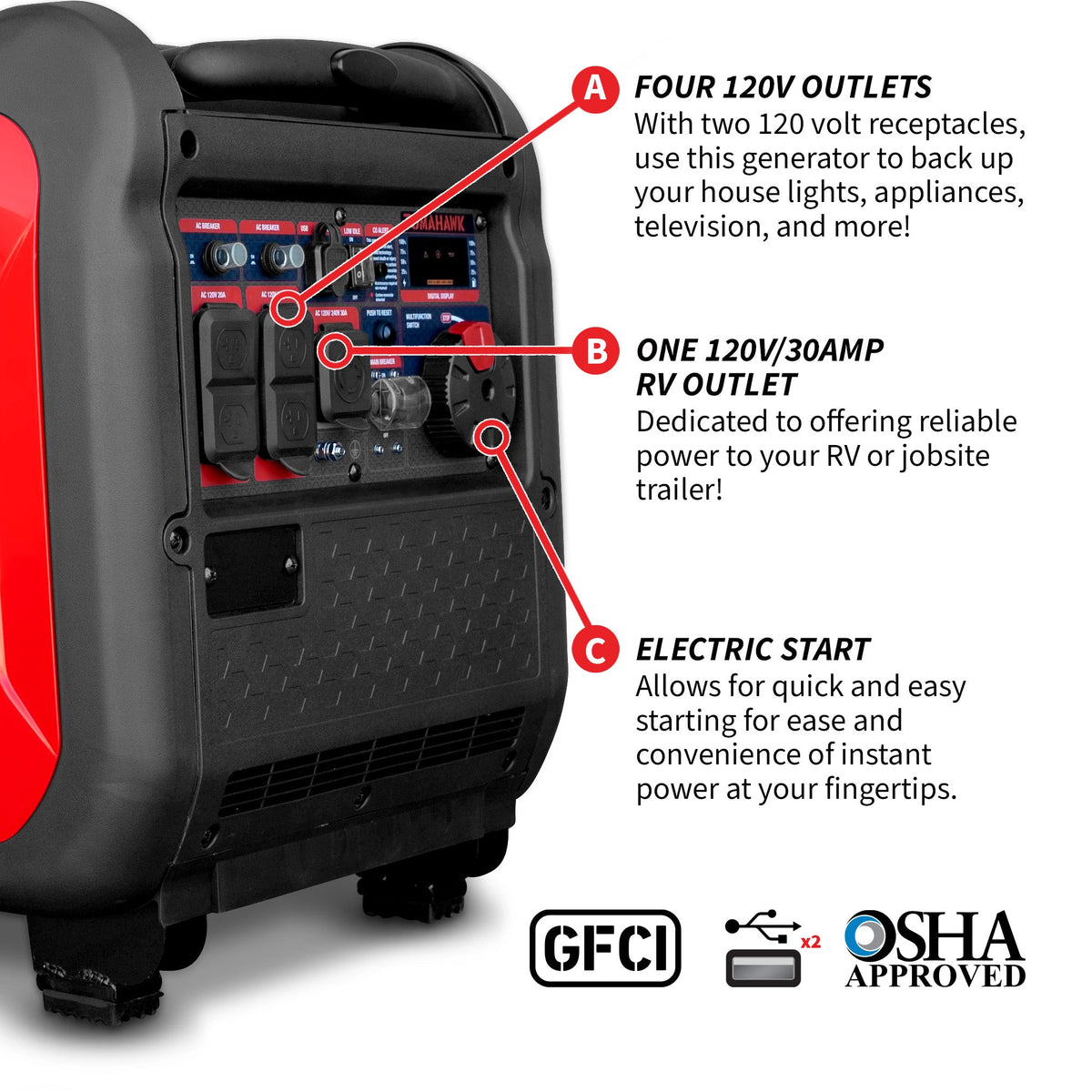 5500 Watt Inverter Generator Super Quiet Portable Gas Power Professional Use - view 7