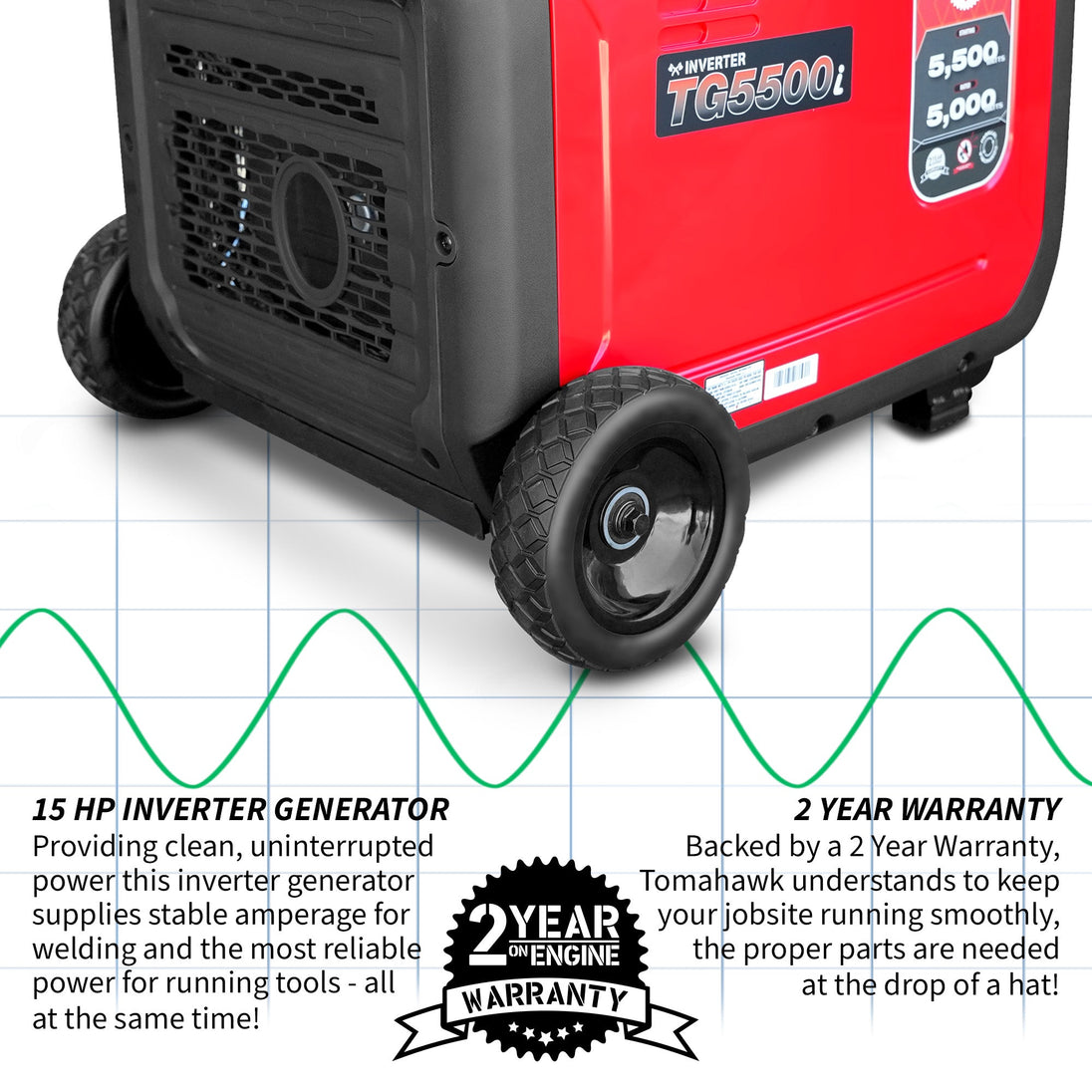 5500 Watt Inverter Generator Super Quiet Portable Gas Power Professional Use - view 8