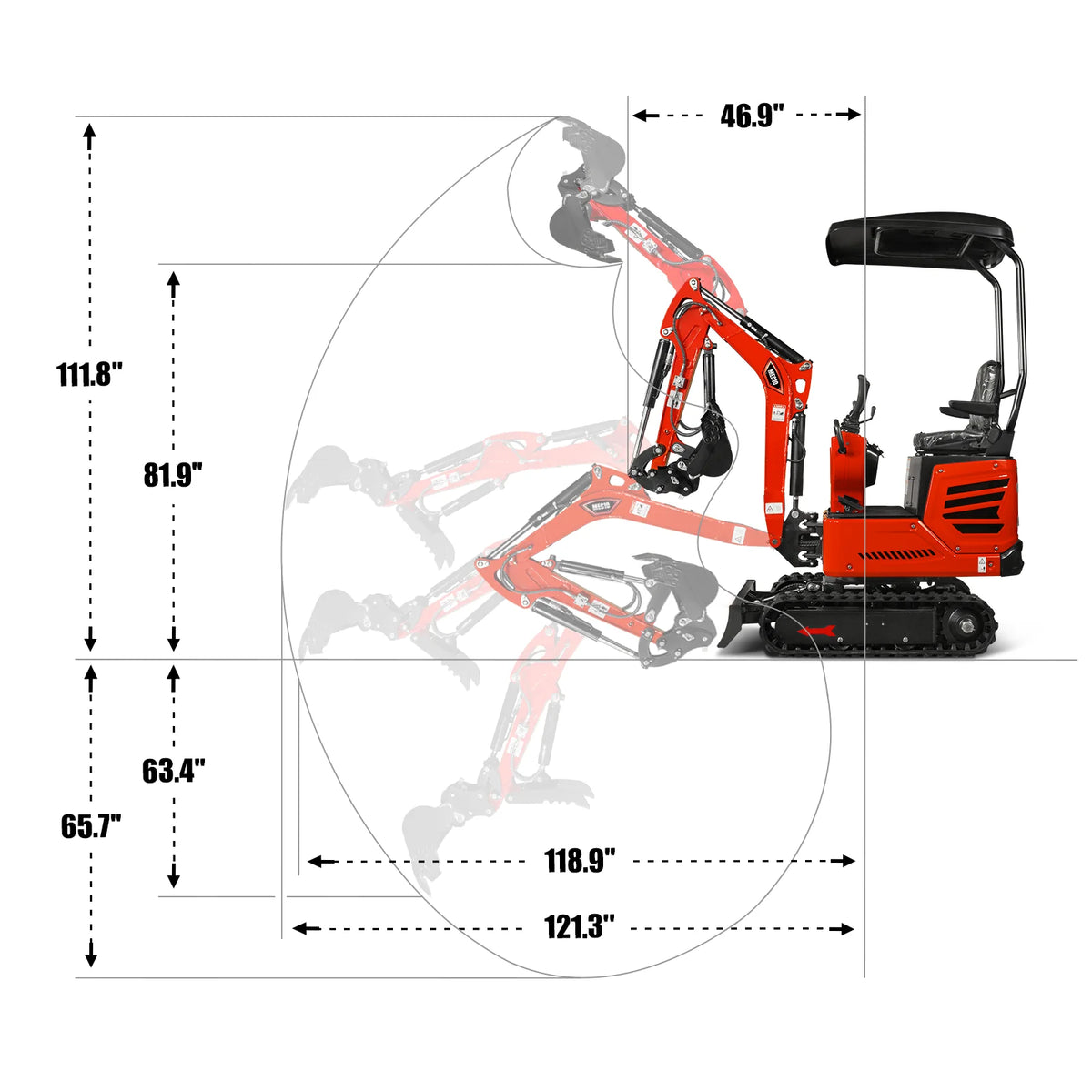 MechMaxx MEC10 Mini Compact Excavator — Honda GX390, 1-Ton