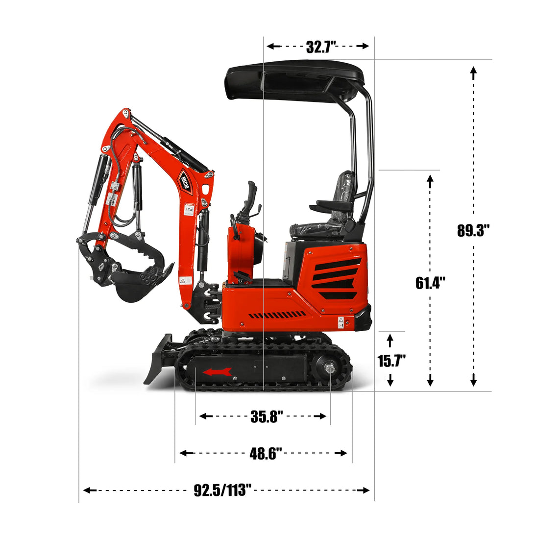 MechMaxx MEC10 Mini Compact Excavator — Honda GX390, 1-Ton