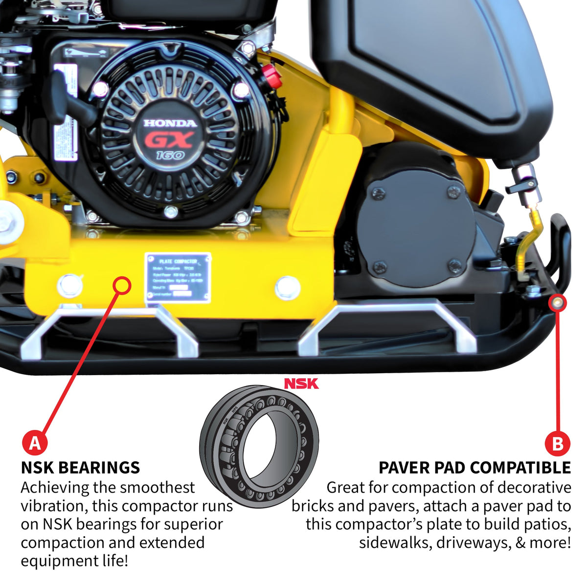 5.5 HP Honda Vibratory Plate Compactor 23x17" for Soil Asphalt Paver Compaction - view 6