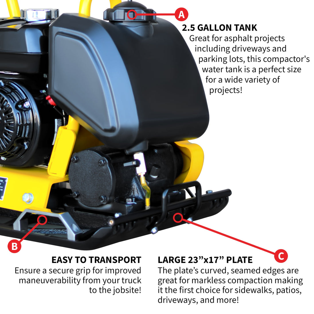 5.5 HP Honda Vibratory Plate Compactor 23x17" for Soil Asphalt Paver Compaction - view 7