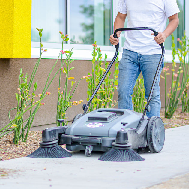 Commercial 38" Push Sweeper with Triple Power Brooms - view 2