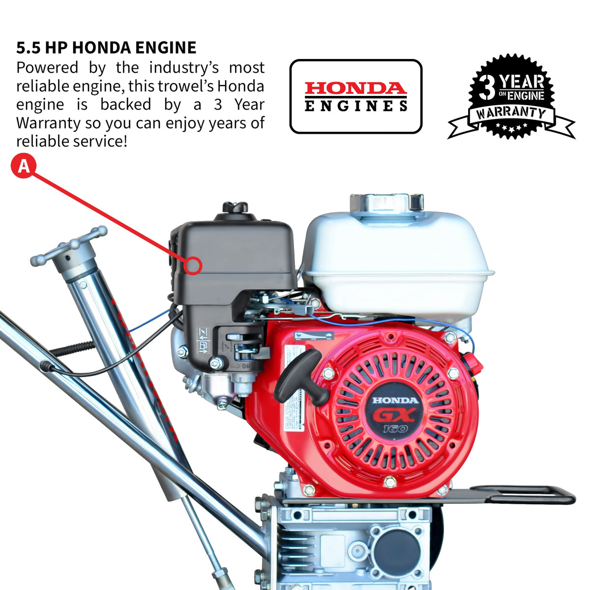 24" Concrete Power Trowel Edger 5.5HP Honda Float Pan Blade Screed Finishing Tool - view 5