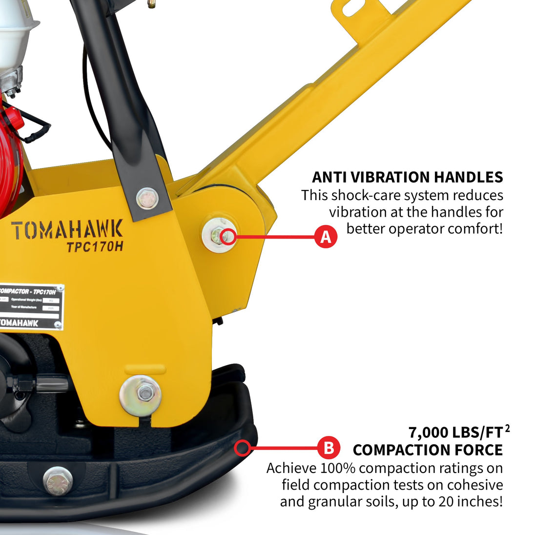 6.5 HP Honda Reverse Hydraulic Plate Compactor for Asphalt, Aggregate, Cohesive Soil Compaction - view 8