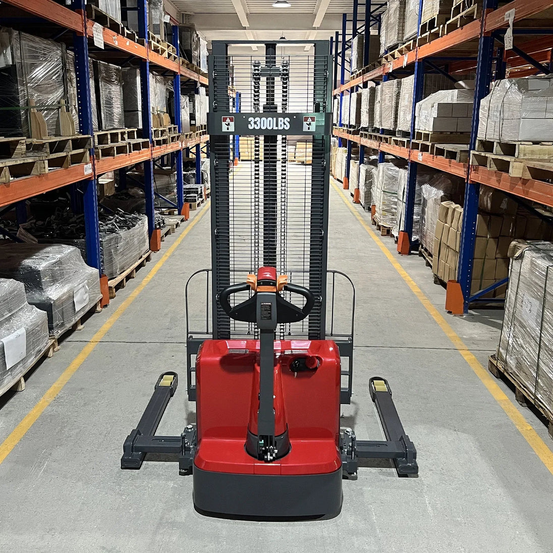 MechMaxx 3300lbs Electric Straddle Stacker, 118" Lift, Adjustable Legs & Forks, F33-118SLA - view 3