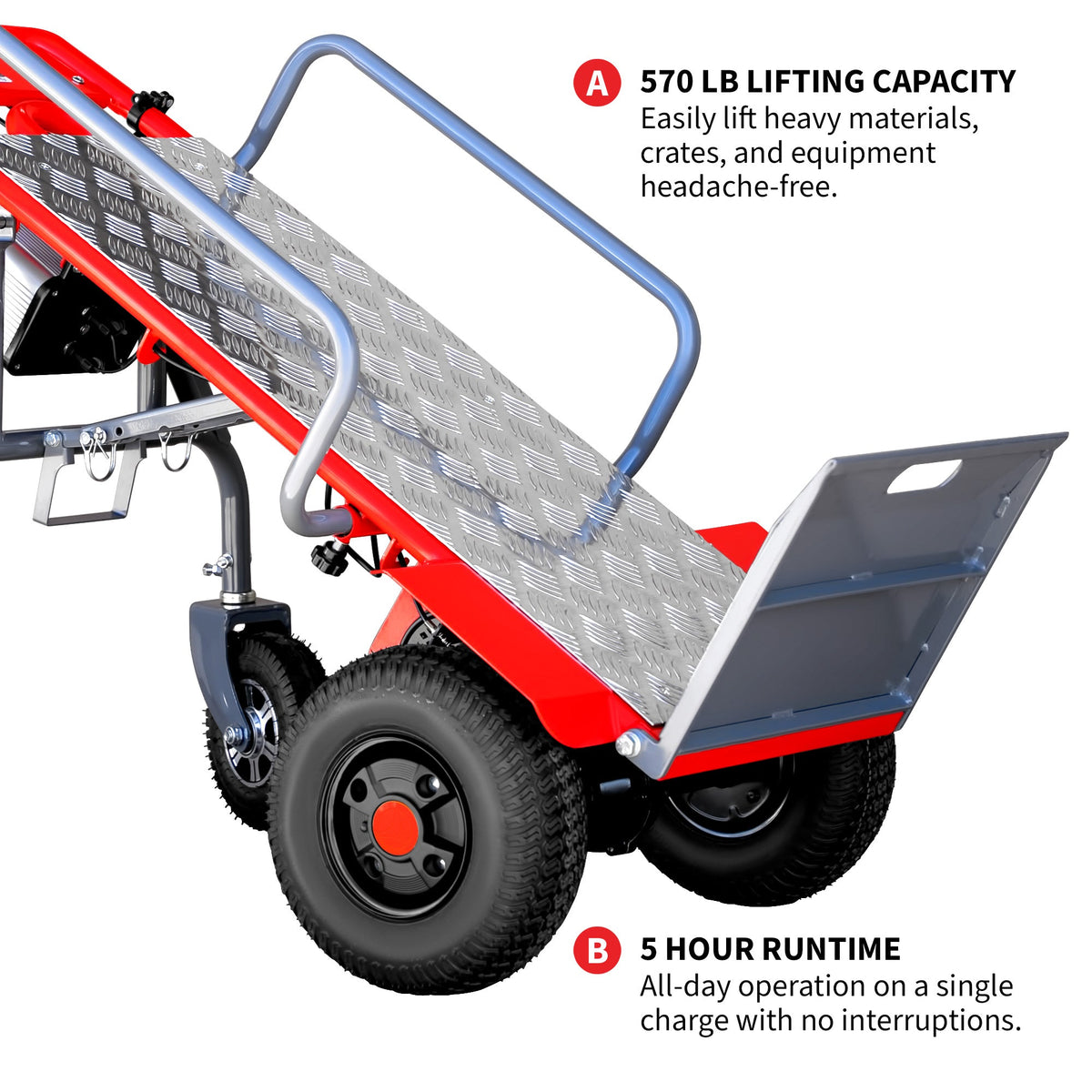 Electric Dolly Cart Hand Truck 570 lbs Capacity for Warehouses Shops & Material Handling - view 5