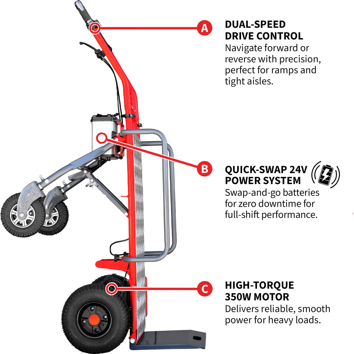 Electric Dolly Cart Hand Truck 570 lbs Capacity for Warehouses Shops & Material Handling - view 6