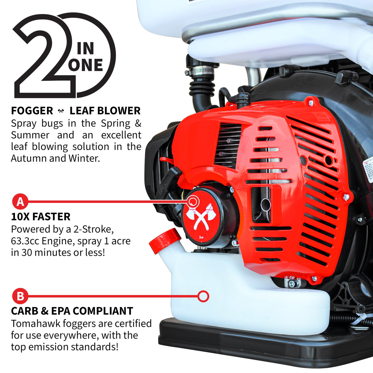 3.7 Gal Turbo Boosted Backpack Mosquito Fogger Leaf Blower for Pest Control - view 6