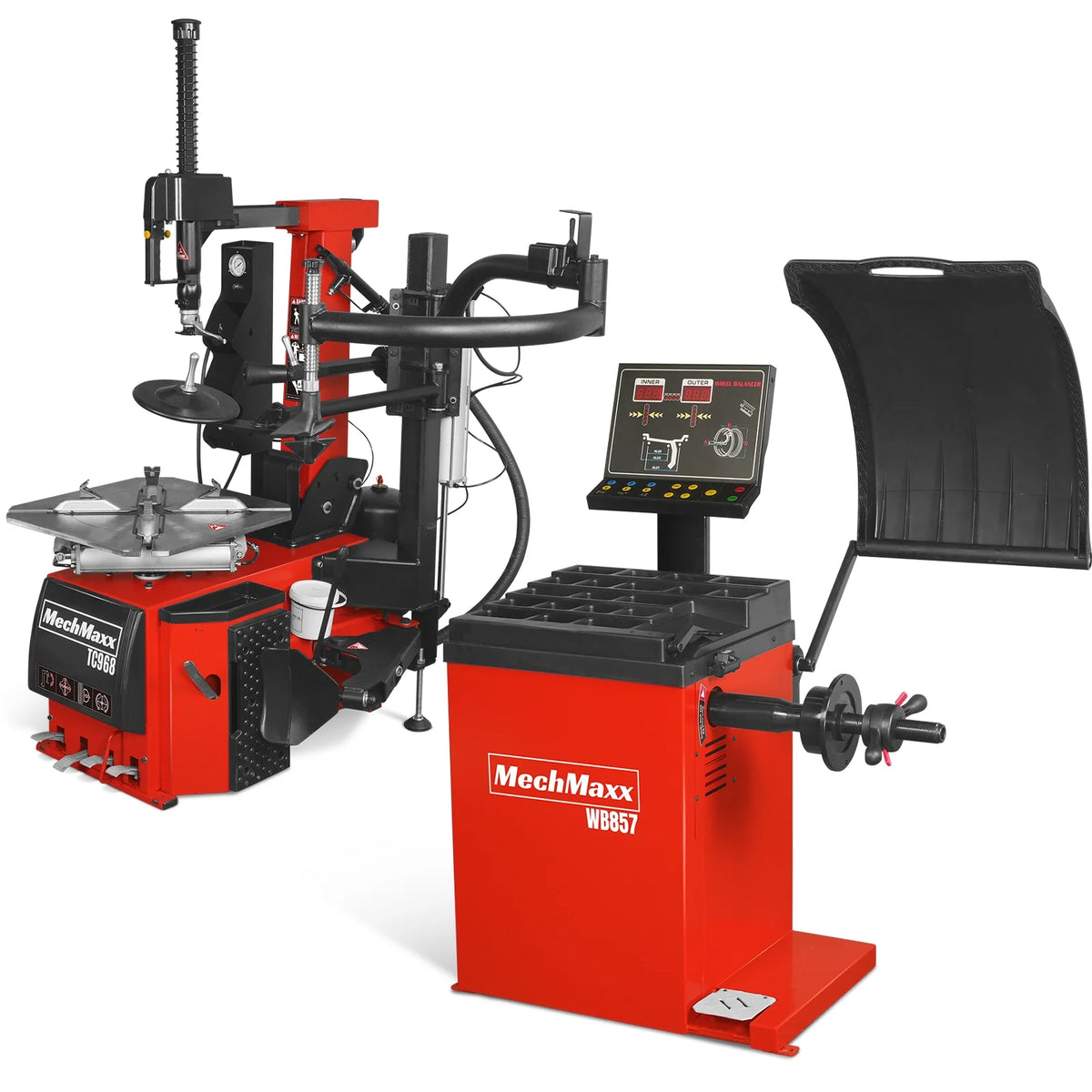 MechMaxx High Performance Tilt Back Tire Changer Wheel Balancer Bundle, TC9682, WB857
