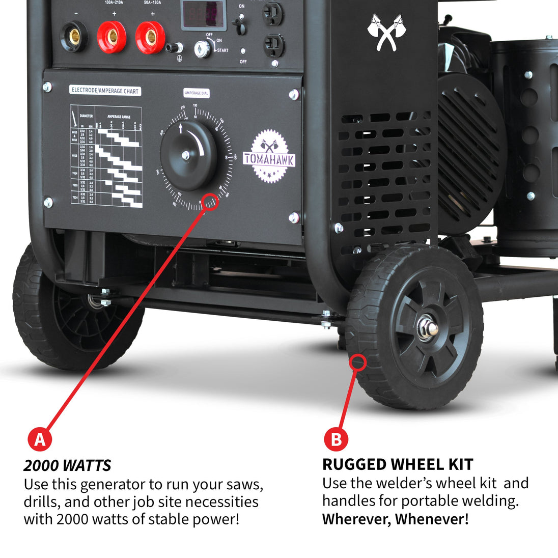 210 Amp Engine Driven Welder Generator 2000 Watt 15 HP Gas Powered - view 7