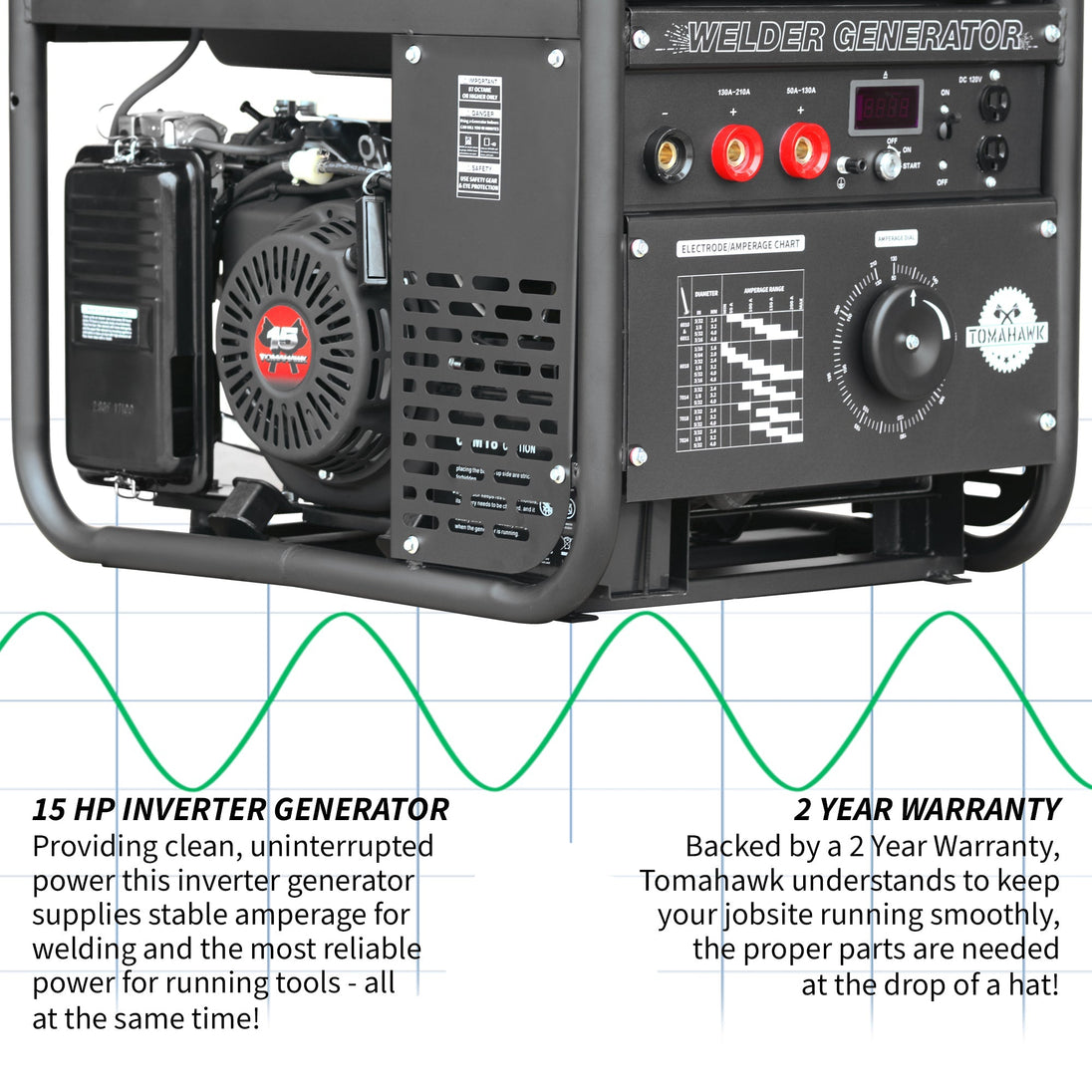 210 Amp Engine Driven Welder Generator 2000 Watt 15 HP Gas Powered - view 5