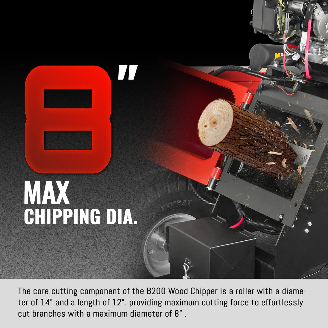 MechMaxx 8" Wood Chipper — Honda GX690 22HP, 4-Wheel Tow