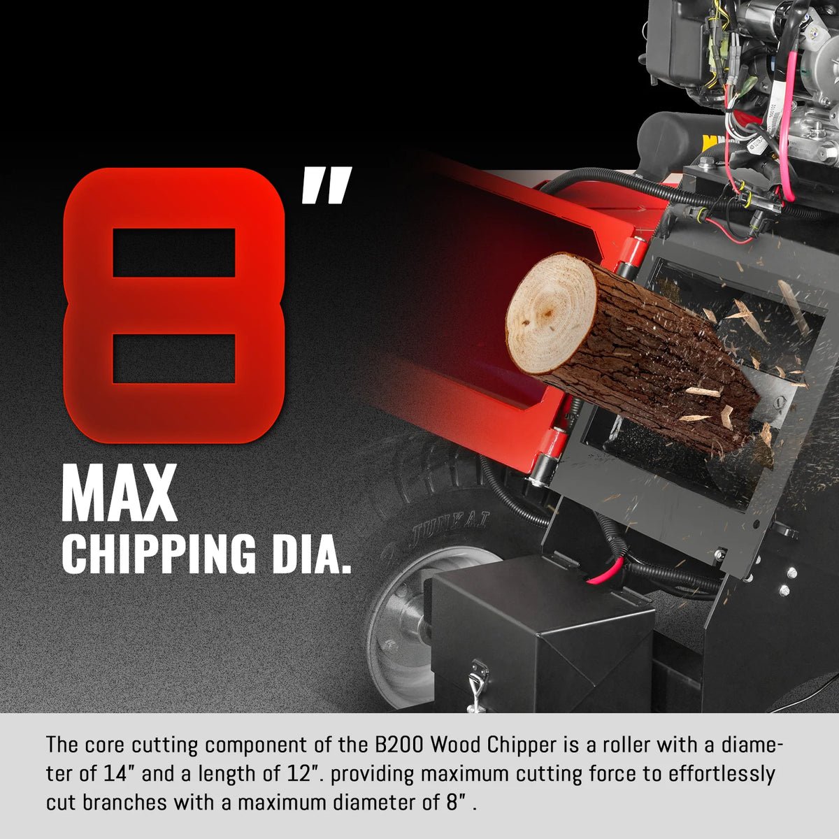 MechMaxx 8" Wood Chipper — Honda GX690 22HP, 4-Wheel Tow